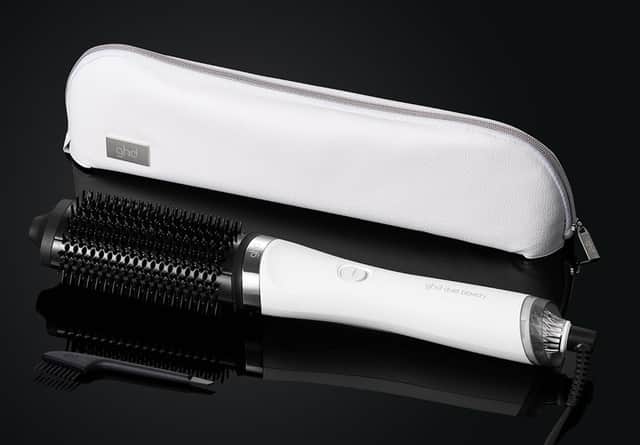 White ghd Duet Blowdry hair dryer brush with heated barrel and bristles