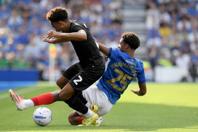 Ryan Kavuma-McQueen in the thick of the action against QPR. Picture: Jeff Mood/ProSportsImages