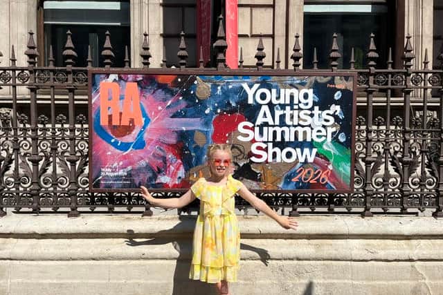 Olivia went to visit her artwork at the Young Artists Summer Show on her first ever trip tot London