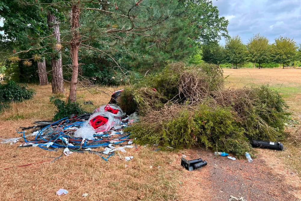 The mess left by travellers at Park Lane recreation ground, Fareham. Photo: Cllr Simon Martin