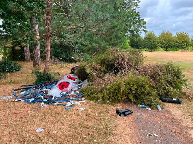 The mess left by travellers at Park Lane recreation ground, Fareham. Photo: Cllr Simon Martin