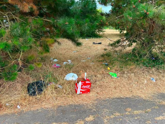 The mess left by travellers at Park Lane recreation ground, Fareham. Photo: Cllr Simon Martin