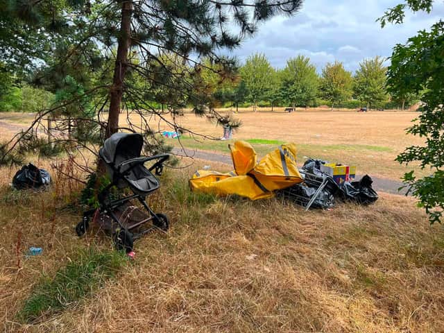 The mess left by travellers at Park Lane recreation ground, Fareham. Photo: Cllr Simon Martin