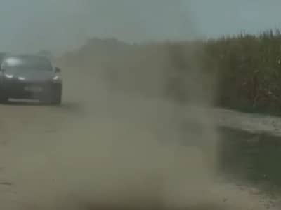 Dust devil at Sam's Sunflowers on Hayling Island