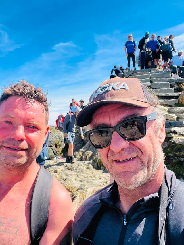 Danny Brain (left) and Rob Prior at top of Snowdon