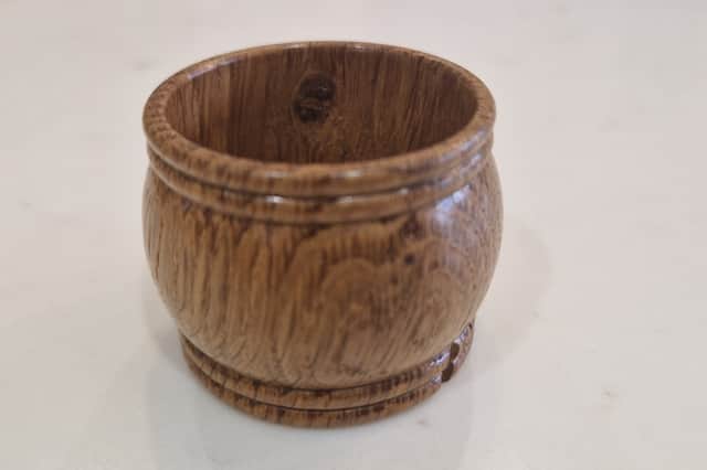 One of the ornaments made from the wood of HMS Victory.