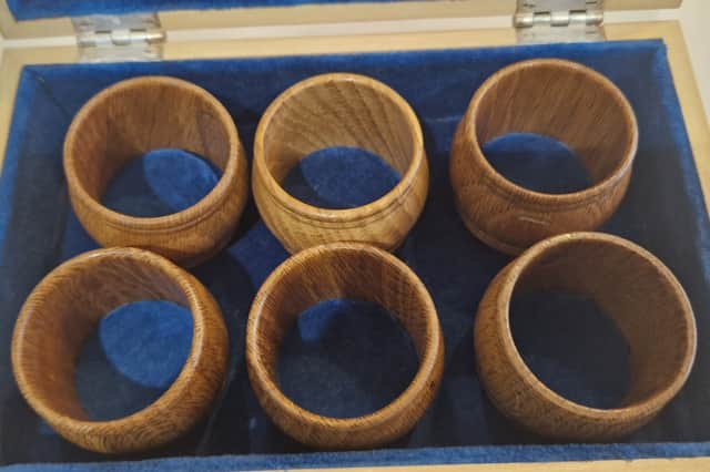 Napkin rings made from the wood of HMS Victory.