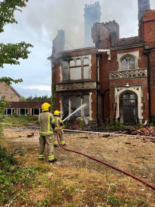 The derelict care home in Rake near Liss was destroyed in the fire.