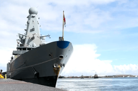 Royal Navy warship HMS Duncan alongside Denmark after leaving Portsmouth. Preparations are ongoing ahead of the second phase of Operation Firecrest.
