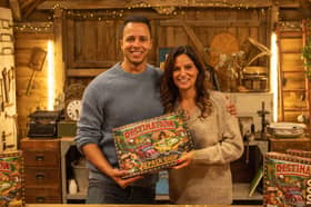 Will Kirk of The Repair Shop with Rachel Lowe and her board game inspired by the BBC television show.