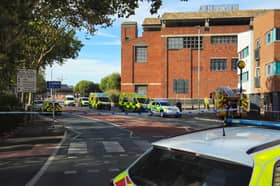 Emergency services have cordoned off Unicorn Road, Portsmouth, while they respond to an incident. 