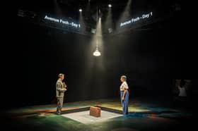 Caoilfhionn Dunne and Priyanga Burford in a small and quiet light at Chichester Festival Theatre.