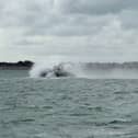 Hovercraft battling against the wind to get from Southsea to Ryde
