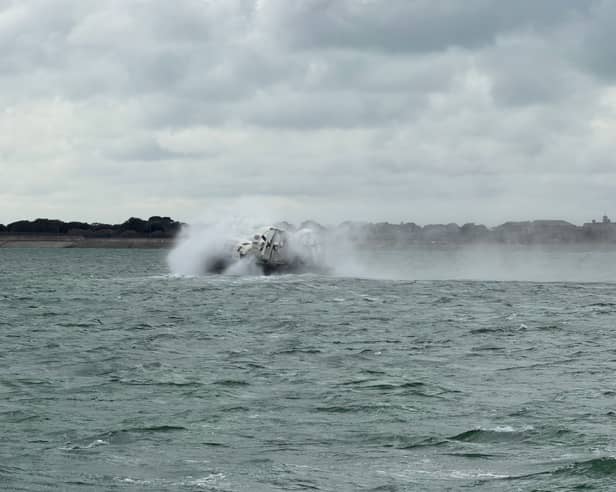 Hovercraft battling against the wind to get from Southsea to Ryde