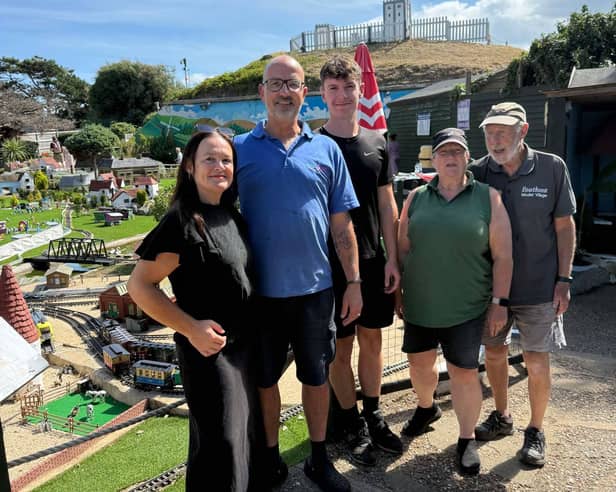 Emma and Mark Wilson with their family at the Southsea Model Village