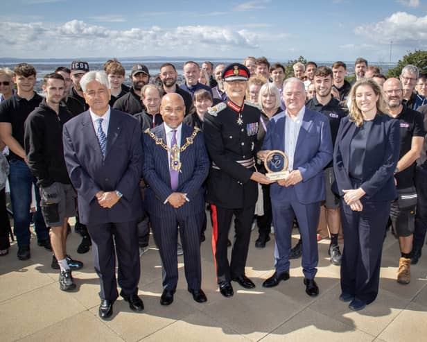 CTS Europe have been awarded the Kings Award for enterprise in the International Trade section on Tuesday 1st September 2026

Pictured: Penny Mordaunt, Lord-Lieutenant of Hampshire, Nigel Atkinson presenting the award to Sean Codling, owner and MD of CTS Europe, Lord Mayor Abdul Kadir and Khalid Aziz - Hampshire Deouty Lieutenant with staff at CTS House, Cosham, Portsmouth