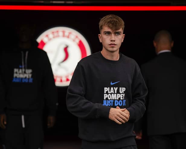 Portsmouth midfielder Eoin Kenny (32) during the EFL Championship match between Bristol City and Portsmouth at Ashton Gate Stadium, Bristol, England on 29th August 2026