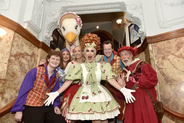 Theatre Royal in Guildhall Walk, Portsmouth, launched their Christmas pantomime of Mother Goose on Thursday, September 3, 2026. Pictured is: (l-r) Gil Downs as Charlie Goose, Sarah Partridge as Fairy Goodfeather, Faith Adams as Jess Goose, Cherry Liquor as Mother Goose, Daren Cooper as Billy Goose and Gary Fairhall as Squire Squashem.