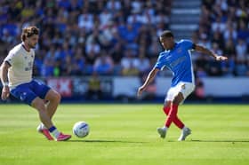 Jayden Meghoma was forced off in the 65th minute of a sparkling Pompey debut. Picture: John Mousinho