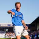 Pompey striker Marko Milovanović against Cardiff City. Pic: Jason Brown