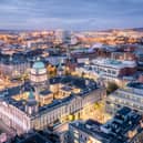 Belfast laid out below in all its glory, with sweeping views across the city from the Grand Central Hotel.