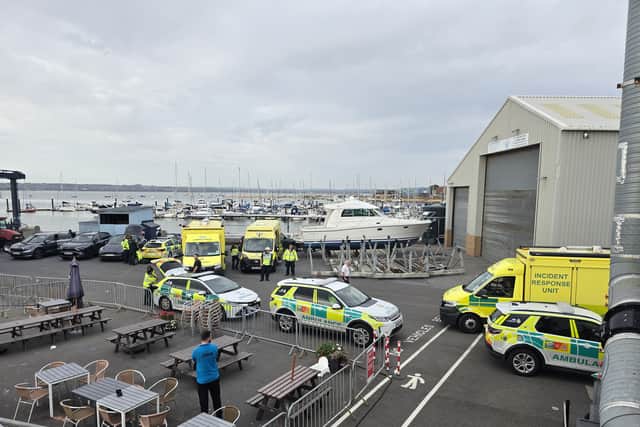 Emergency services have attended Eastney with part of the marina locked down
