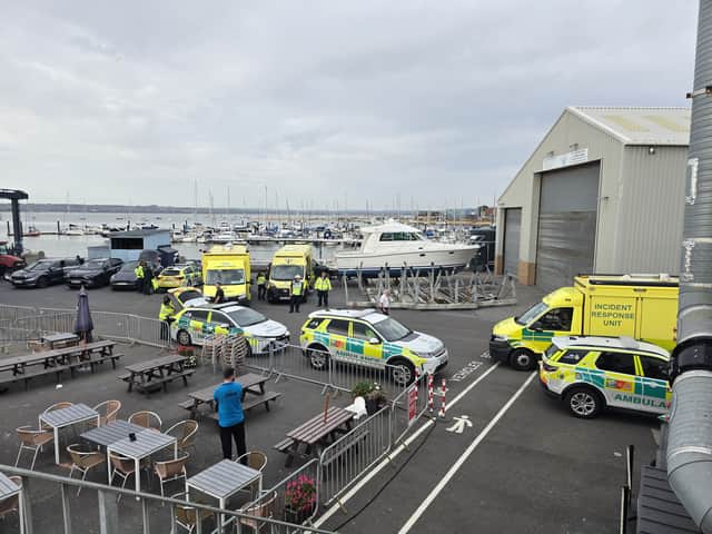 Emergency services have attended Eastney with part of the marina locked down due to an ongoing incident