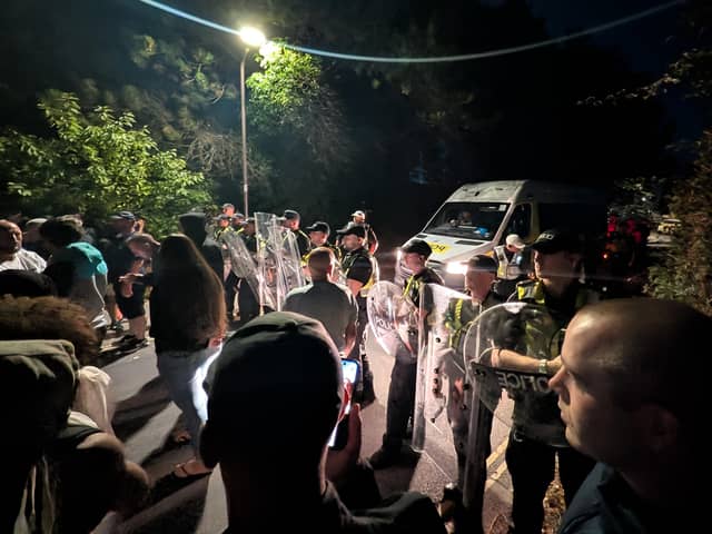 Protesters clashed with police at Eastney Point on Sunday, September 6 after a migrant boat arrived on the shoreline.