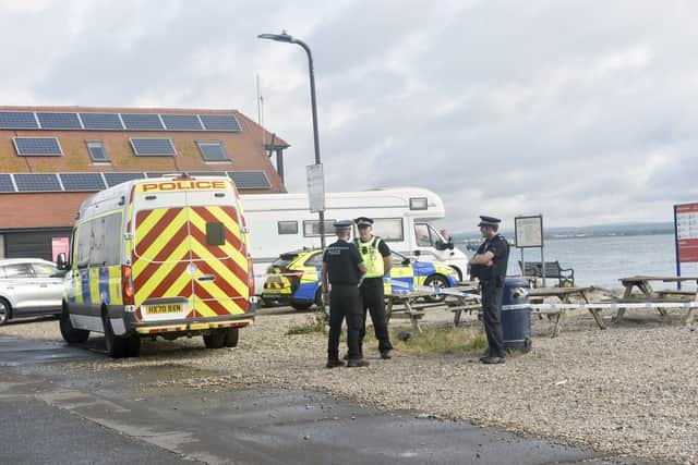 The aftermath at the in Ferry Road, Eastney, on September 7, 2026, after hundreds of protestors descended on Portsmouth vowing to prevent 140 migrants who arrived in a small boat stepping onto dry land.