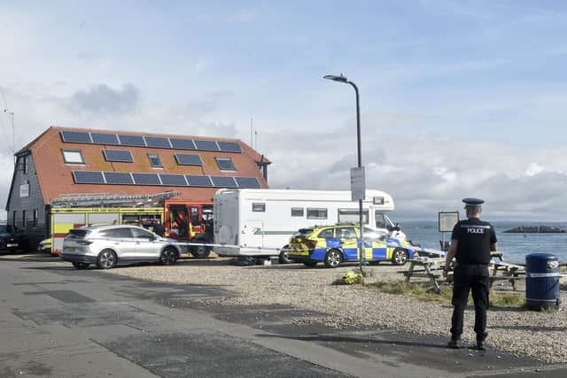 The aftermath at the RNLI in Ferry Road, Eastney, Portsmouth, on Monday, September 7, 2026, after hundreds of protestors descended on Portsmouth vowing to prevent 140 migrants who arrived in a small boat stepping onto dry land. 

Picture: Sarah Standing (070926-6942)