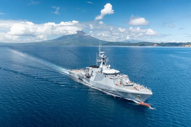 HMS Spey operating off Manila, Philippines, as part of a multi-national Task Force participating in Exercise SamSama 23.