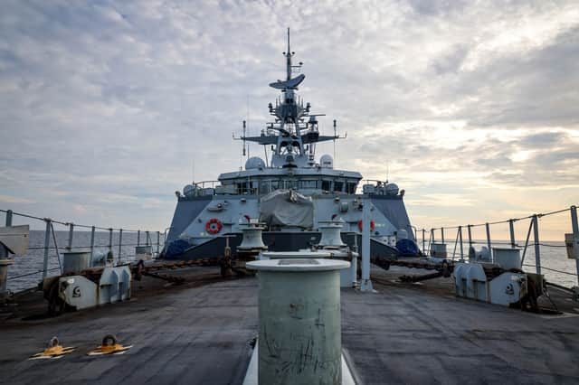 HMS Spey and HMS Tamar have been on deployment away from Portsmouth for five years after leaving the city 1,826 days ago. Pictured: HMS Spey on Exercise Bersama Shield 2025.