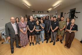 Guests gather at the opening of the new Next Gen gym at Harbour School