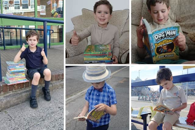 Joseph Mitchell, age seven, has read almost 200 books this summer.