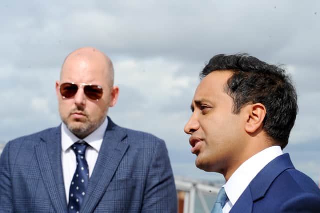 George Madgwick with Reform UK's spokesperson for home affairs, Zia Yusuf 