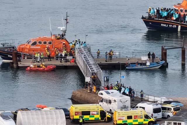RNLI boats bring migrants ashore at Eastney on Sunday, September 6, 2026