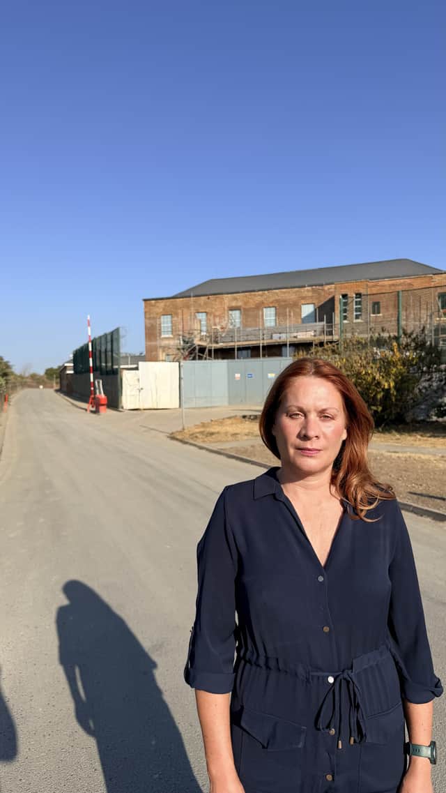 Cllr Zoe Huggins BEM, outside Haslar IRC in Gosport. Photo: Zoe Huggins