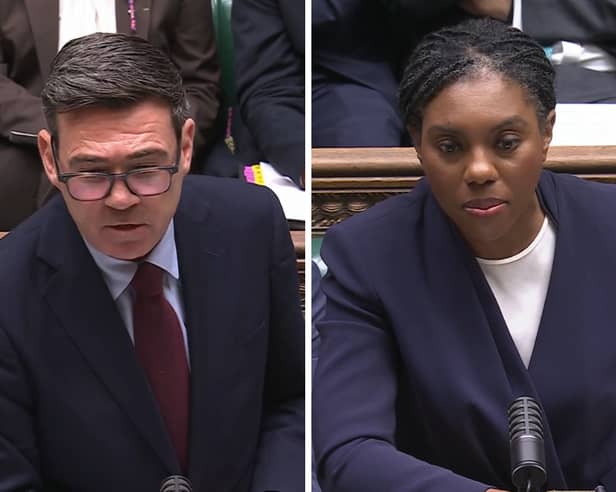 Prime minister Andy Burnham and Conservative leader Kemi Badenoch argue over defence spending in the House of Commons on September 9.