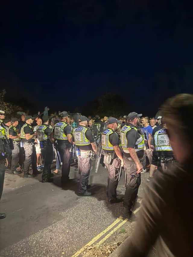 Police had a stand-off with protestors at Eastney on Sunday night