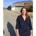 Cllr Zoe Huggins BEM, outside Haslar IRC in Gosport