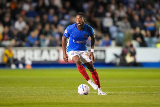 Pompey's Ebou Adams. Pic: Jason Brown