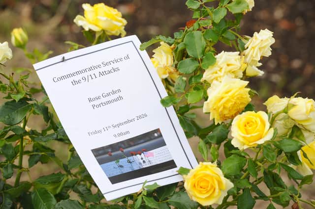 To mark the 25th anniversary of the 9/11 terrorist attacks a commemorative service was held in the Rose Garden in Southsea, Portsmouth, on Friday, September 11, 2026, to remember the thousands of innocent lives lost.