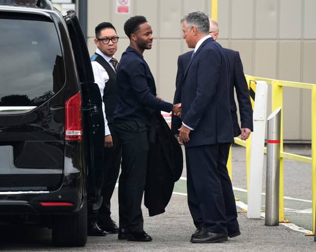 Raheem Sterling arriving at Basingstoke Magistrates' Court, Hampshire.