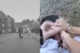 Moped driver Luiz Sobrinho from Southsea made off at high speed through Newmarket to evade police - before a stinger was deployed and he was arrested.