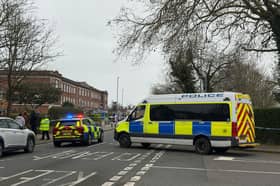 Police at the junction of Portsmouth Road and Hawthorn Crescent in Cosham, after a man was stabbed on March 12.