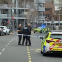 Police at the junction of Portsmouth Road and Hawthorn Crescent in Cosham, after a man was stabbed on March 12.