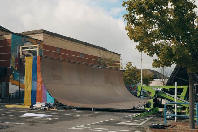 The vert ramp at Pitt St. Skatepark for Send It 100.