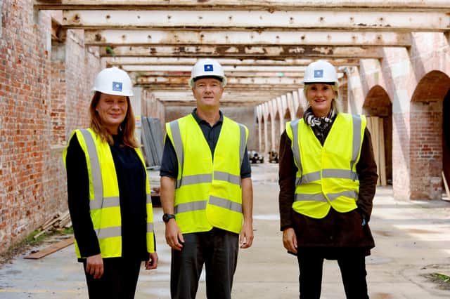 The preliminary works have finished at the Royal Navy Rum Store at Victoria Quay in Gosport, and the task is now to transform the historic structure itself.

Pictured is: (l-r) Cllr. Zoe Huggins, leader of Gosport Borough Council, Ben Mason, business development director at UK Docks and Caroline Dinenage MP for Gosport.