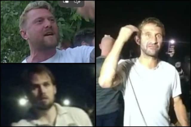 Police are asking for help in identifying these three men following the protest in Eastney on September 6.