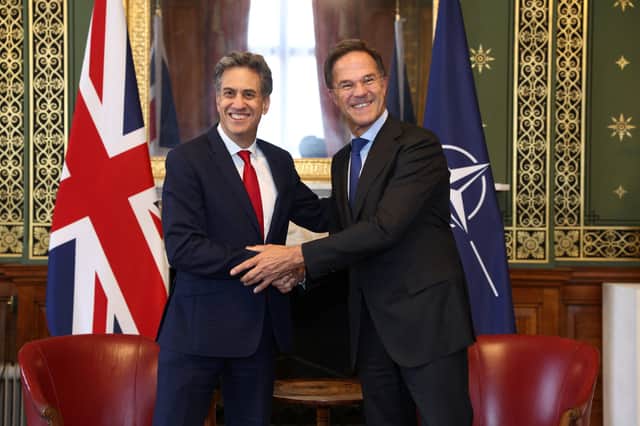 Nato secretary general Mark Rutte (right) meeting with foreign secretary Ed Miliband at the Foreign Office in Westminster.